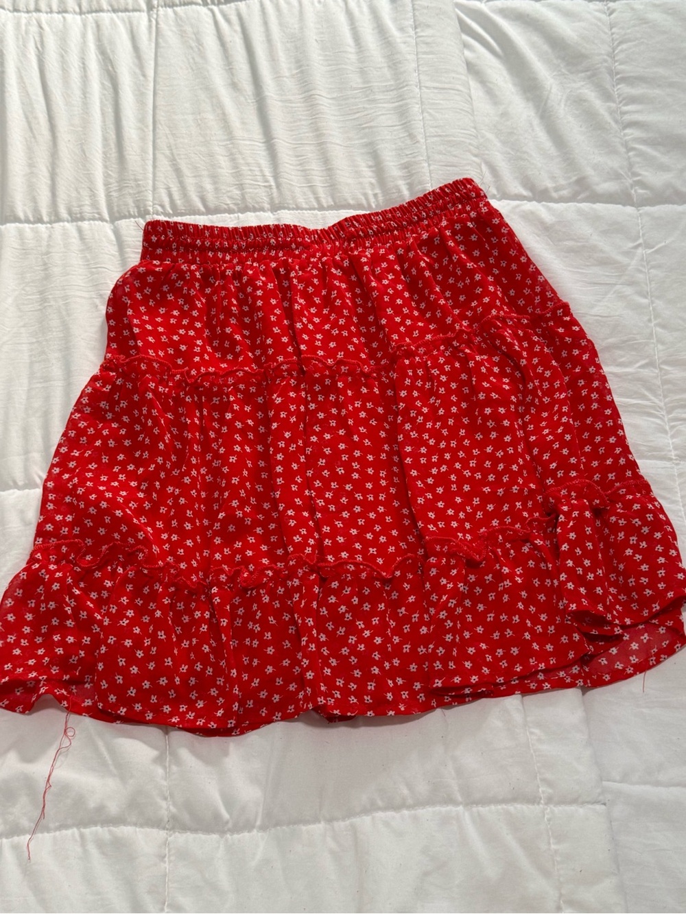 Sienna Sky Red Mini Skirt with White Floral Print